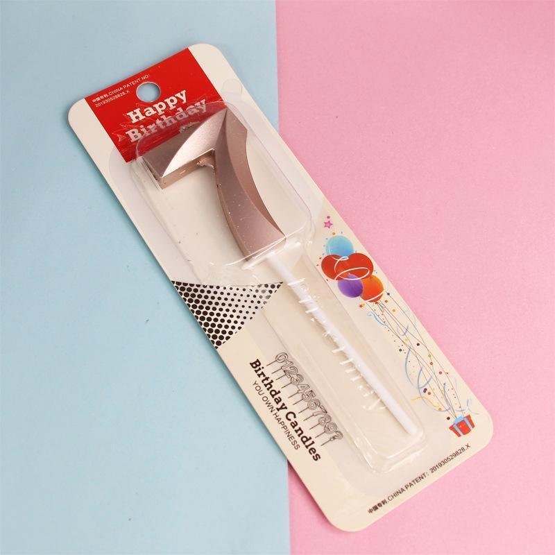 Classic Number Candles Individually Packed With Stand Birthday Make Up Ur Number Rose Gold - Number 1