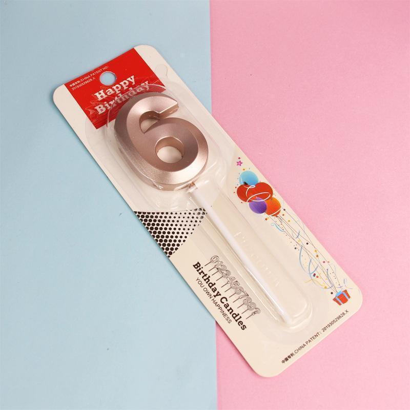 Classic Number Candles Individually Packed With Stand Birthday Make Up Ur Number Rose Gold - Number 3