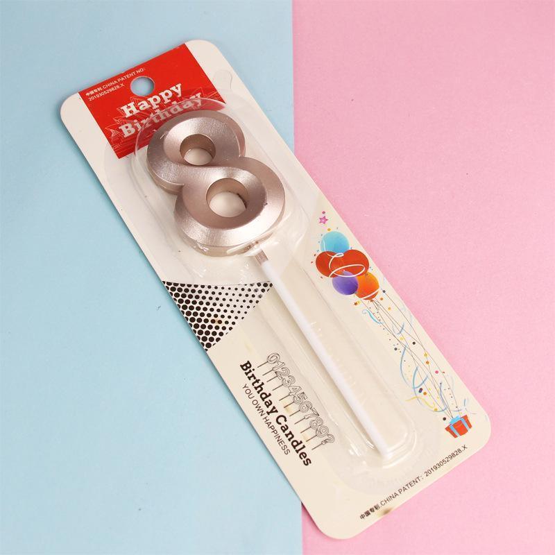 Classic Number Candles Individually Packed With Stand Birthday Make Up Ur Number Rose Gold - Number 7