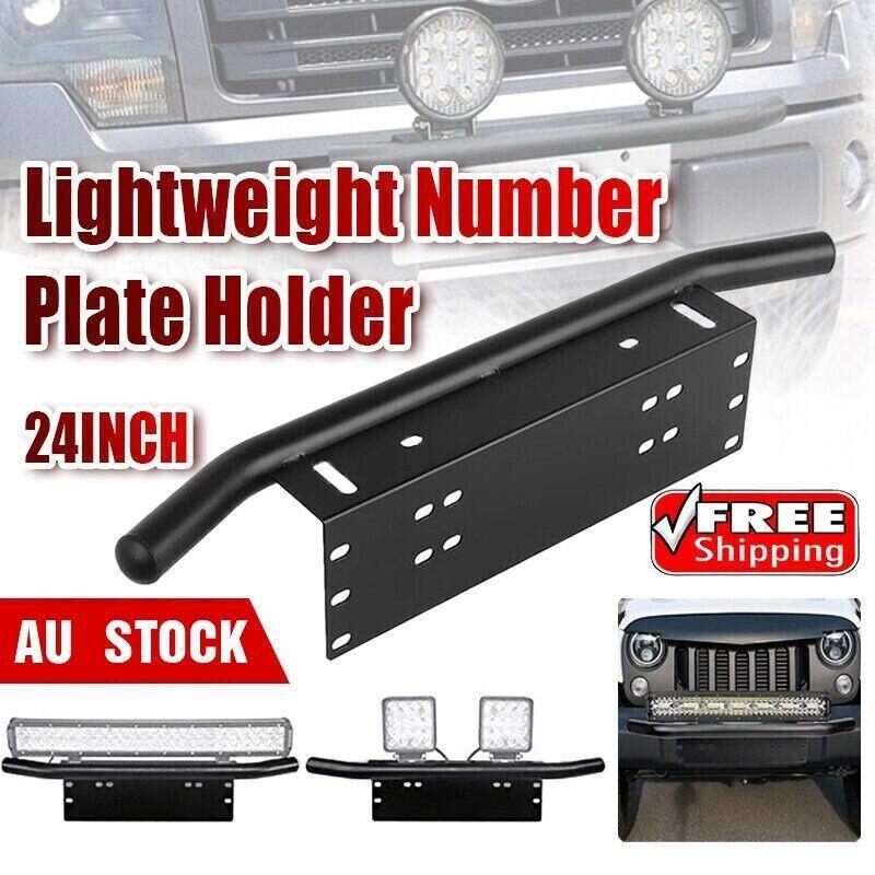 24inch Bull Bar Front Bumper License Number Plate Mount Bracket Led Light Holder