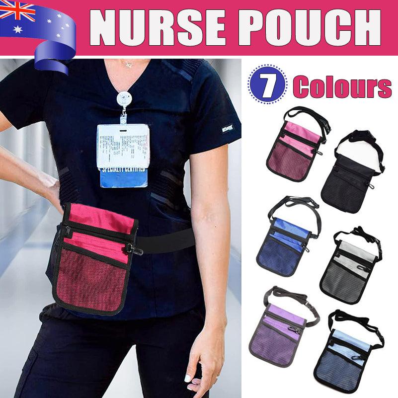 Nurse Pouch Waist Bag Medical Tool Organizer Pocket Belt with Keyring - Navy Blue
