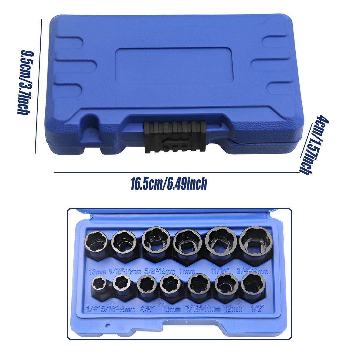 13 Piece Impact Bolt Nut Remover Set Extractor Socket Tool for Stripped Nuts Bolt