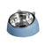 Pet Dog Cat Food Bowl Raised No Slip Stainless Steel Tilted Water Food Feeder - Green