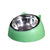 Pet Dog Cat Food Bowl Raised No Slip Stainless Steel Tilted Water Food Feeder - Green
