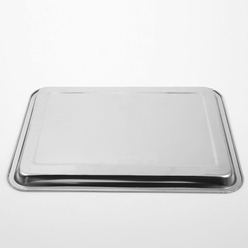 2X Stainless Steel Oblong Tray Plate Serving Tray Silver Dinner Food Kitchenware - 22X32CM
