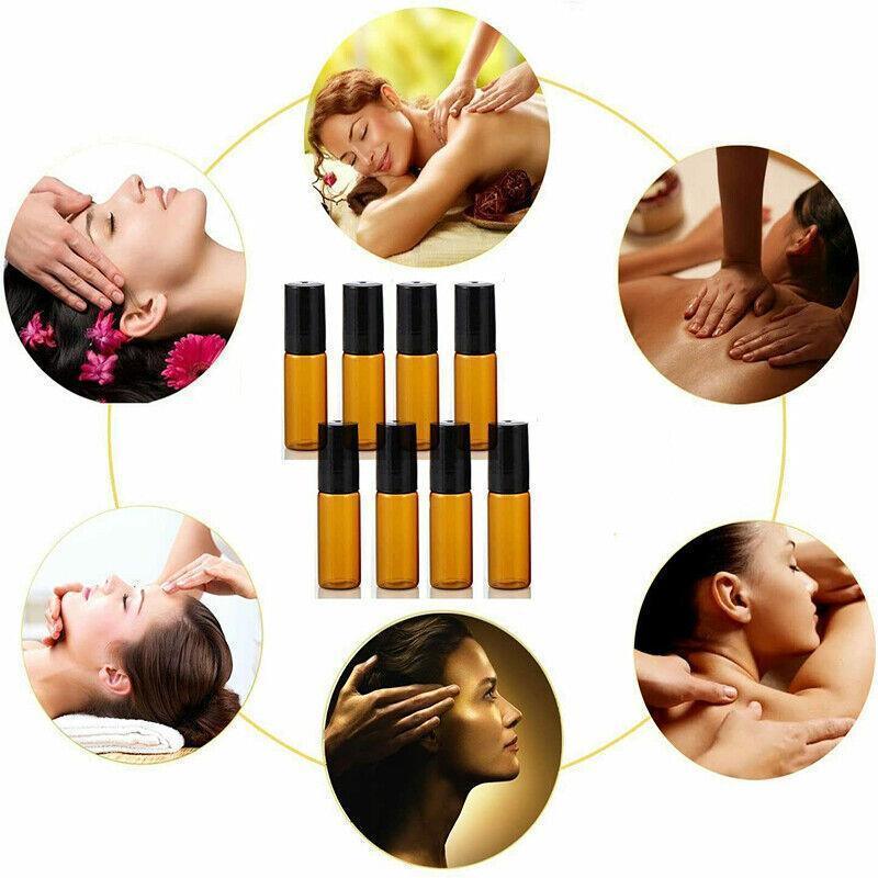 5ml Roller Rollerball Perfume Essential Oil Roll On Ball Amber Glass Bottle - 10PCS