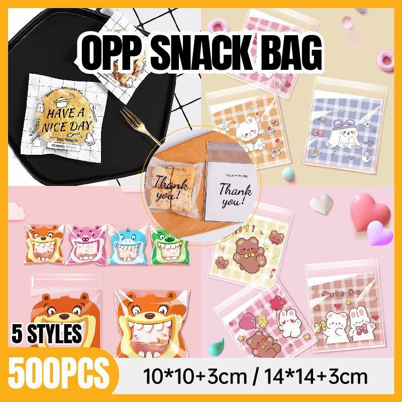 500 Pack Self Adhesive Cookie Packaging Bags Vibrant Designs OPP Material - Happy Everyday 10*10*3cm