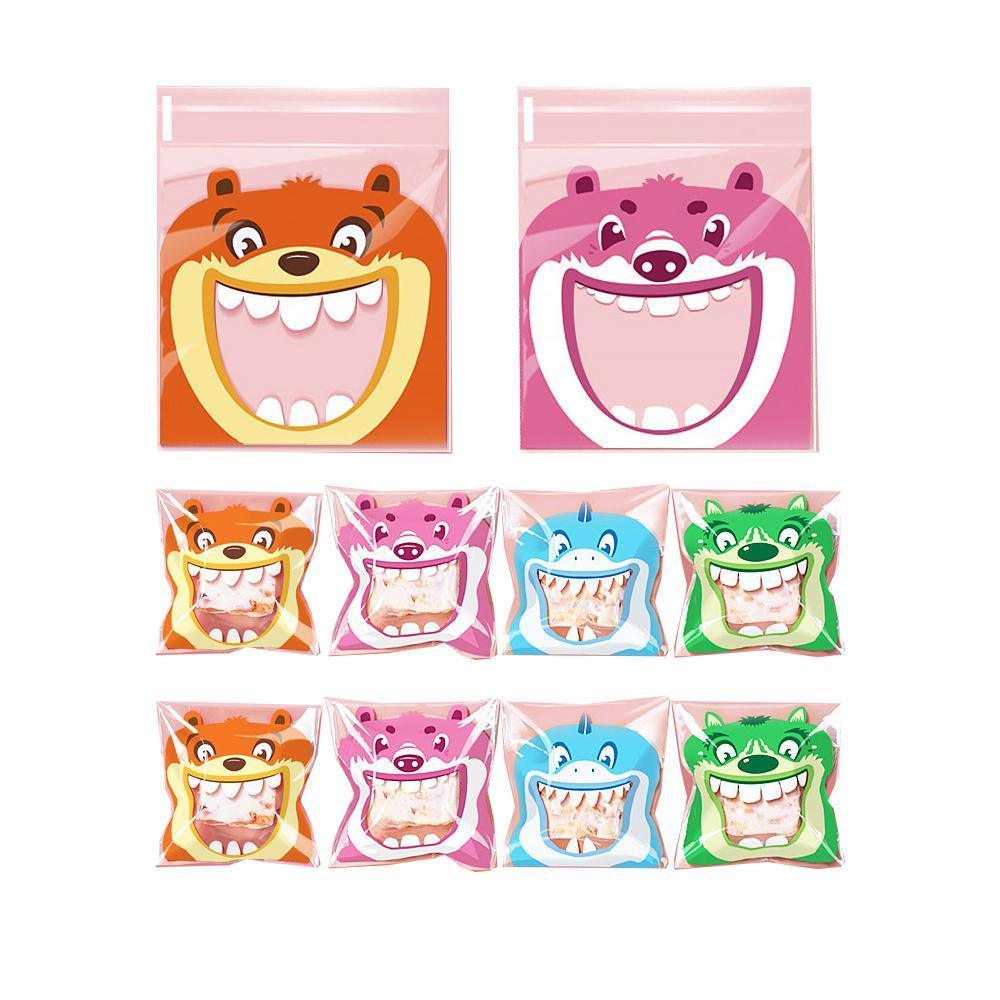 500 Pack Self Adhesive Cookie Packaging Bags Vibrant Designs OPP Material - Cute 14*14*3cm