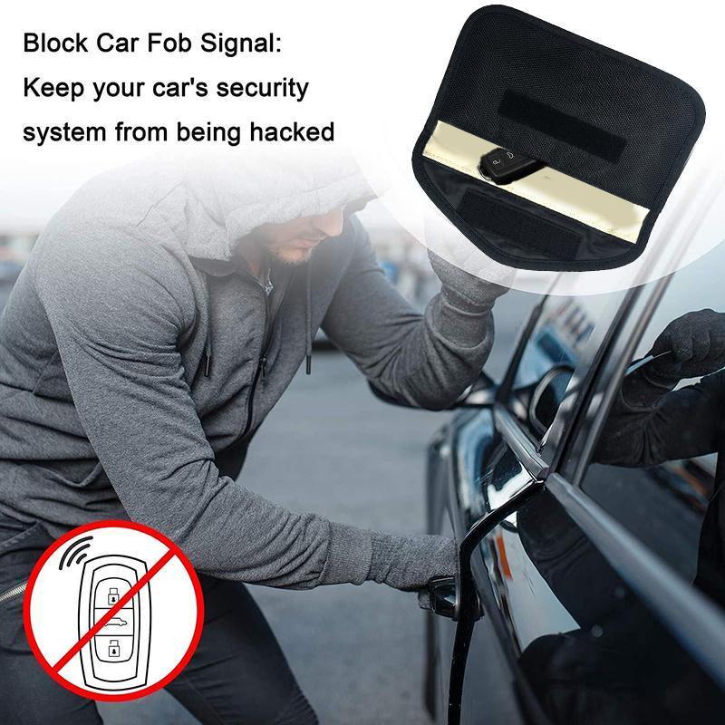 Car Key Case For Faraday Cage Fob Pouch Keyless RFID Blocking Bag - Orange