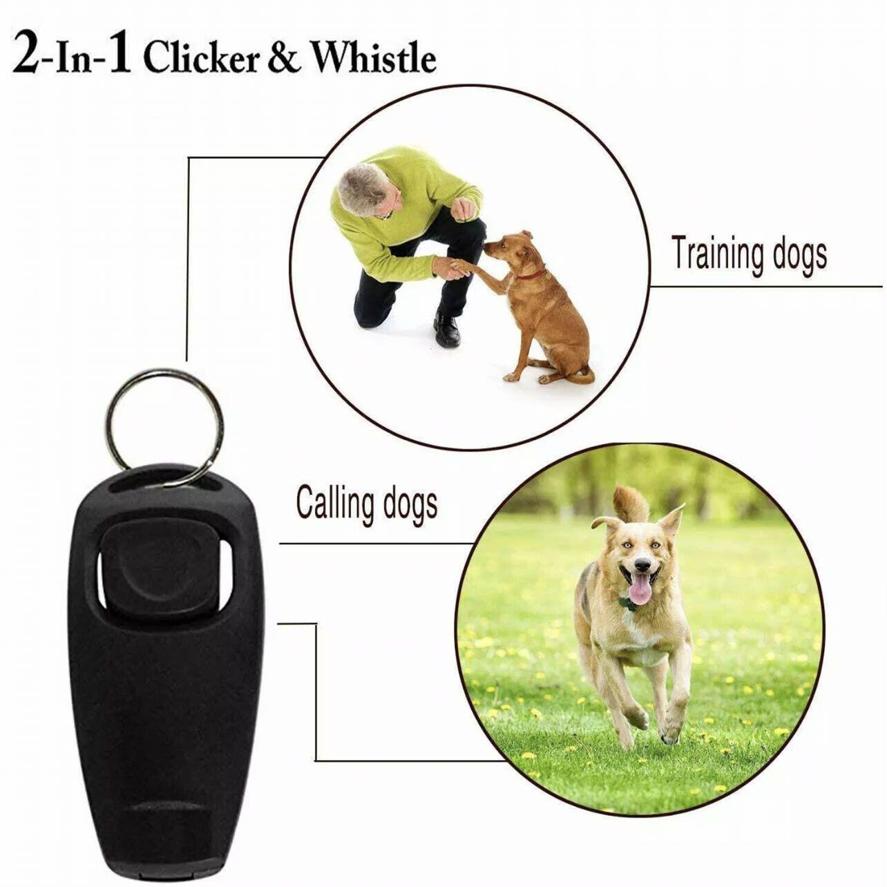 Dog Whistle and Clicker Set for Training Stop Barking Obedience Tool Combo - Orange