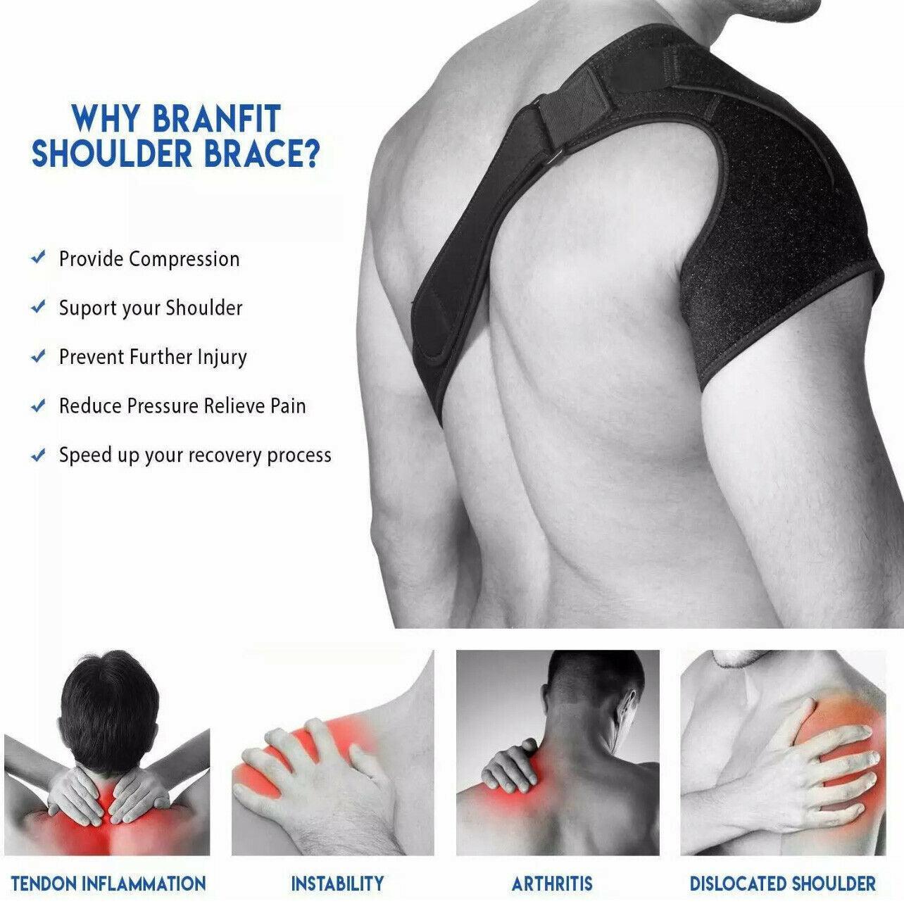 Aolikes Shoulder Brace Rotator Cuff Pain Relief Support Therapy Belt Sleeve Au - Black; Right