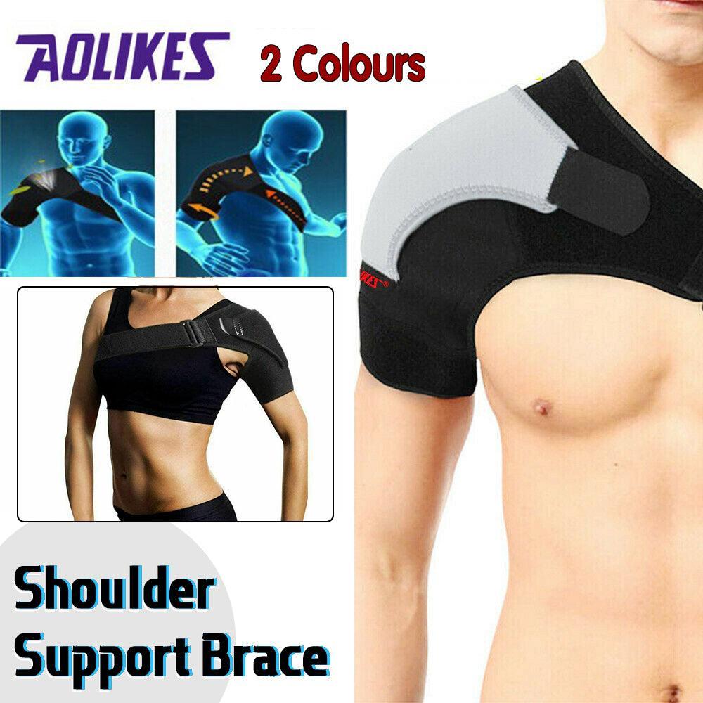 Aolikes Shoulder Brace Rotator Cuff Pain Relief Support Therapy Belt Sleeve Au - Grey; Left