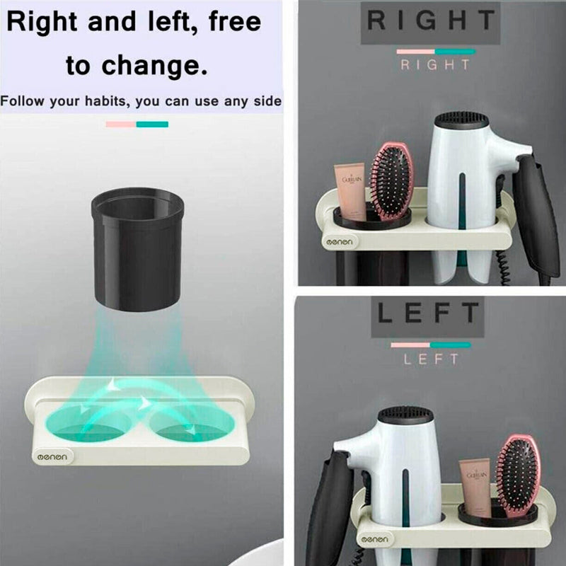 Bathroom Mounted Wall Suction Cup Hair Dryer Holder Hanger Shelf Rack Storage Au