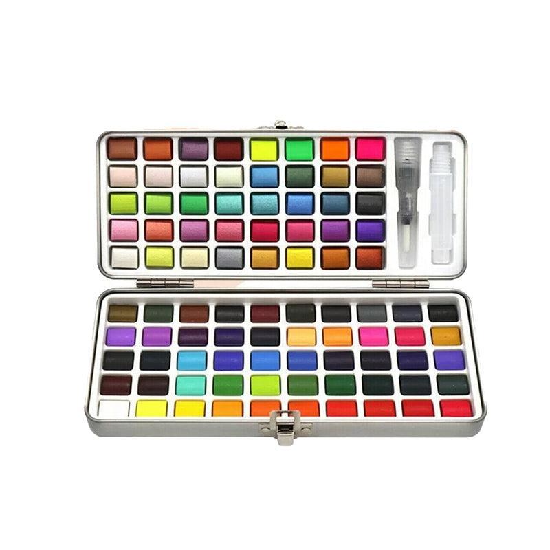 12-90 Watercolour Paint Set With Brush Painting Water Colour Kits - 90 Colours