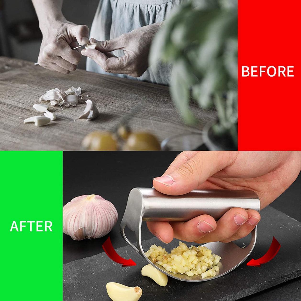 Stainless Steel Garlic Masher Press Crusher Squeezer Masher Kitchen Gadget Au - Silver