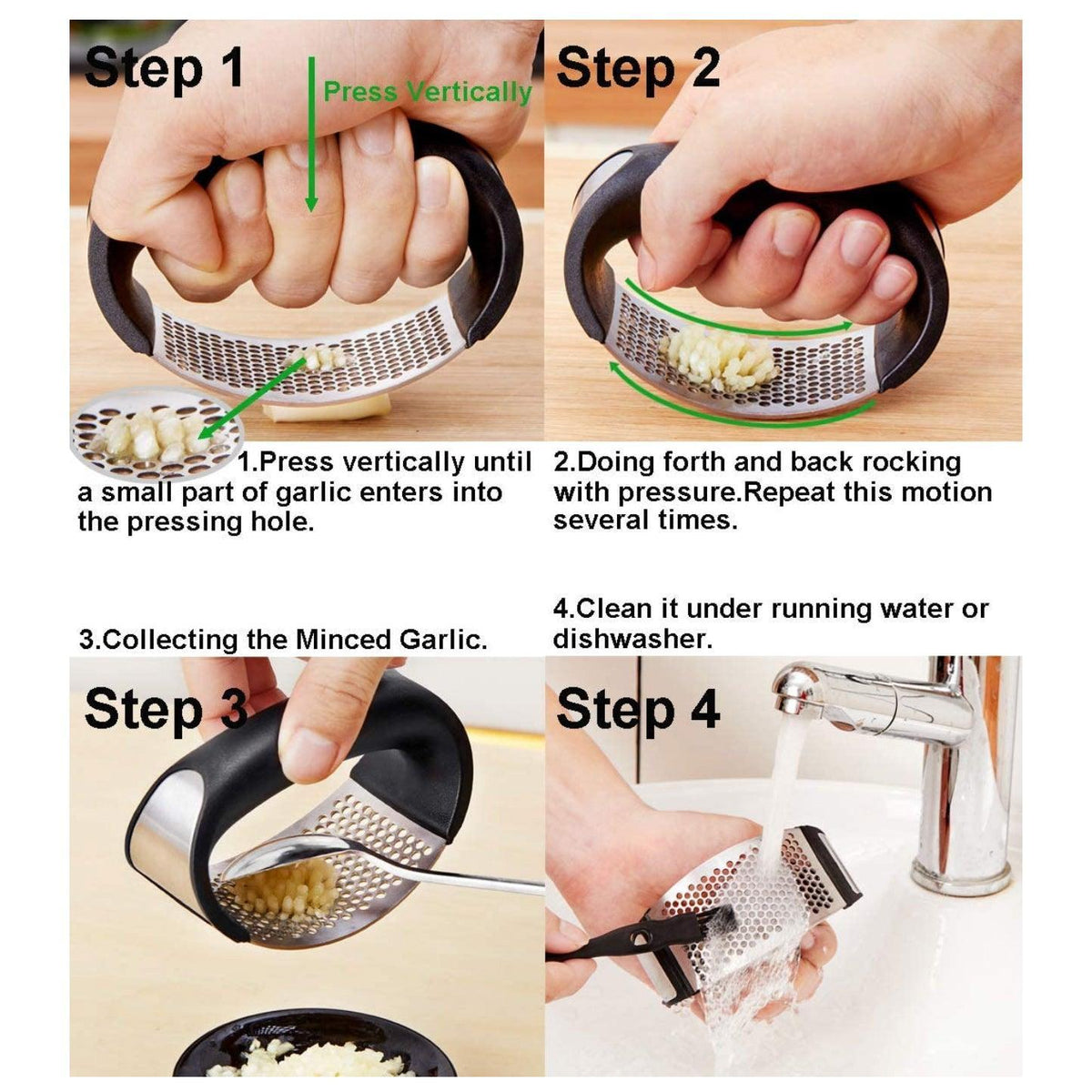 Stainless Steel Garlic Masher Press Crusher Squeezer Masher Kitchen Gadget Au - Silver