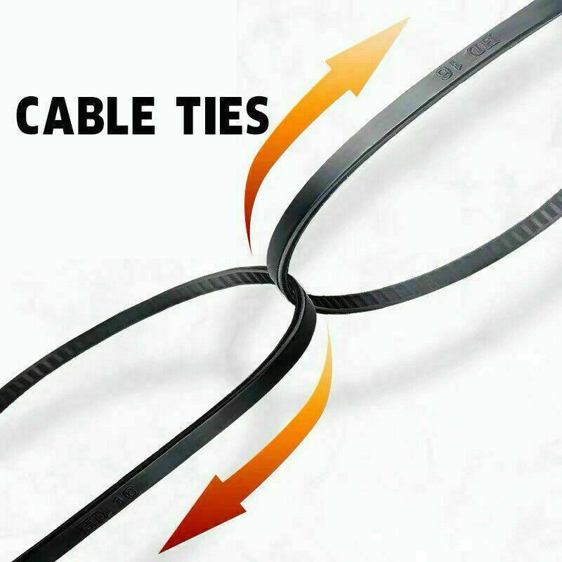 250X Cable Ties Zip Ties Nylon UV Stabilised Black Cable Tie - 4.8*350mm