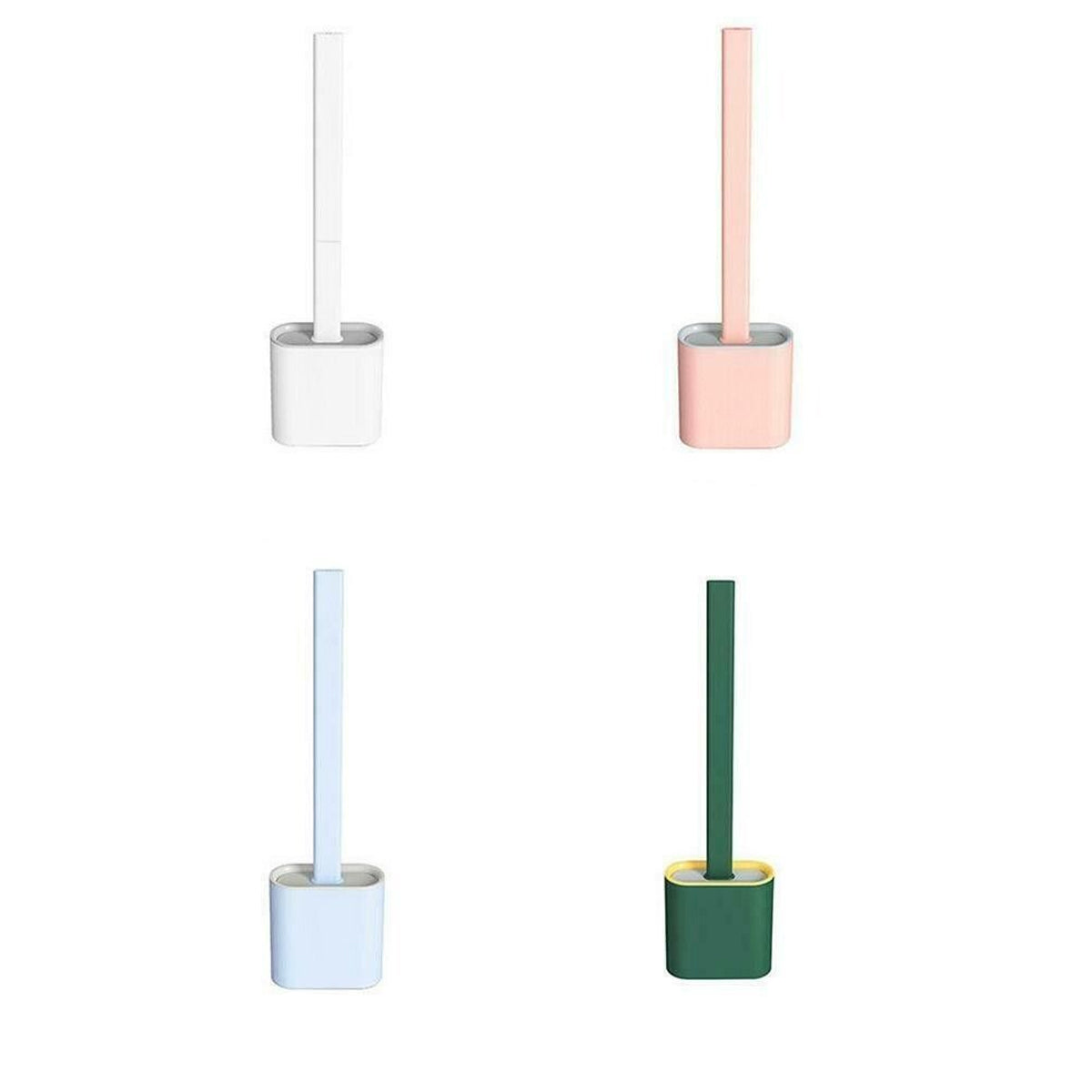 TPR Toilet Brush Set Silicone-Like Head with Holder Wall Mounted Detachable Handle - Grey * 1 Unit