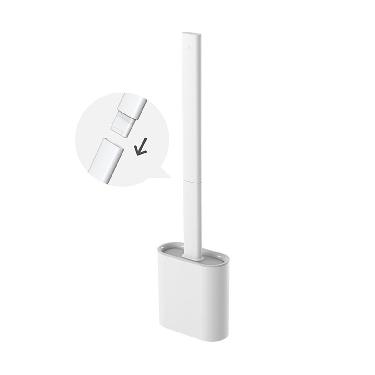 TPR Toilet Brush Set Silicone-Like Head with Holder Wall Mounted Detachable Handle - Grey * 1 Unit