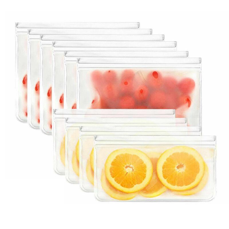 10-40PCS PEVA Food Storage Bags Reusable Zip Lock Pouch Fresh Sealer - 10 PCS Small
