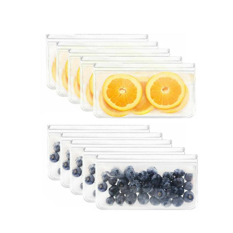 10-40PCS PEVA Food Storage Bags Reusable Zip Lock Pouch Fresh Sealer - 10 PCS Small