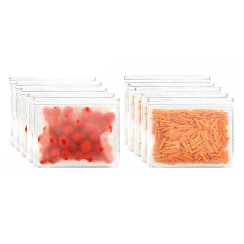 10-40PCS PEVA Food Storage Bags Reusable Zip Lock Pouch Fresh Sealer - 6PCS Large+4 PCS Small