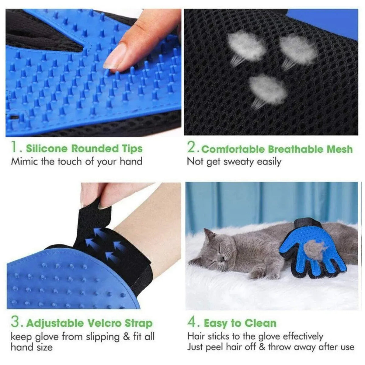 Pet Dog Cat Massage Hair Removal Grooming Comb Touch Cleaning Brush Magic Glove - Pink Left Hand