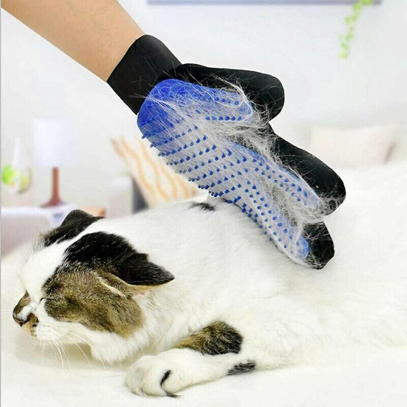 Pet Dog Cat Massage Hair Removal Grooming Comb Touch Cleaning Brush Magic Glove - Red Left Hand