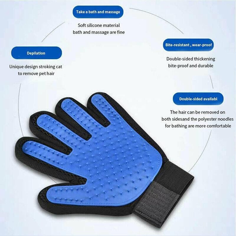Pet Dog Cat Massage Hair Removal Grooming Comb Touch Cleaning Brush Magic Glove - Red Left Hand