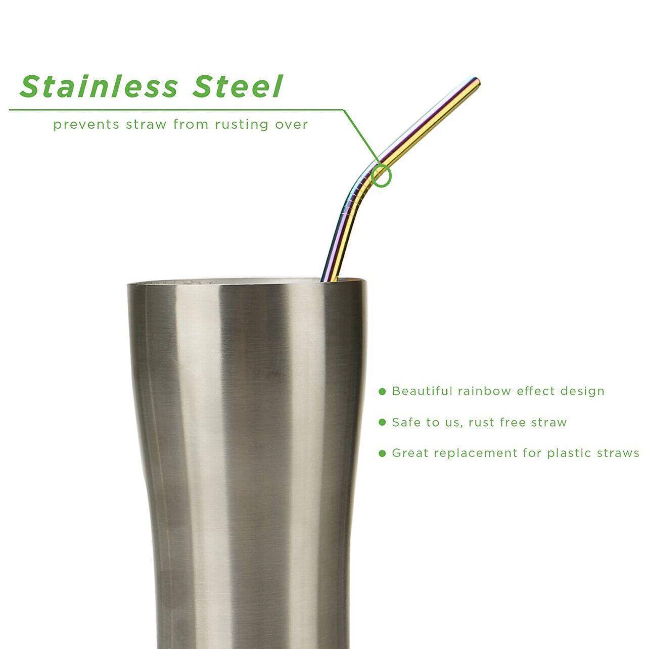 Reusable 304 Stainless Steel Straws Metal Drinking Washable Straw Brushes Set 2 - Straw Box Only