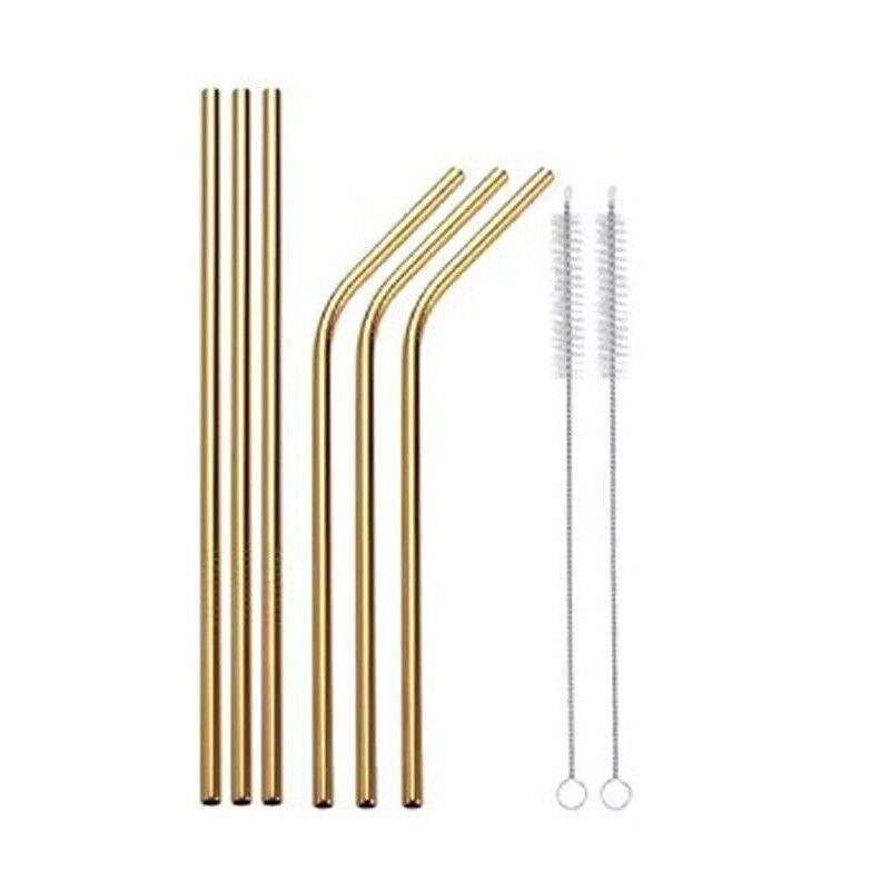 Reusable 304 Stainless Steel Straws Metal Drinking Washable Straw Brushes Set 2 - Straw Box Only