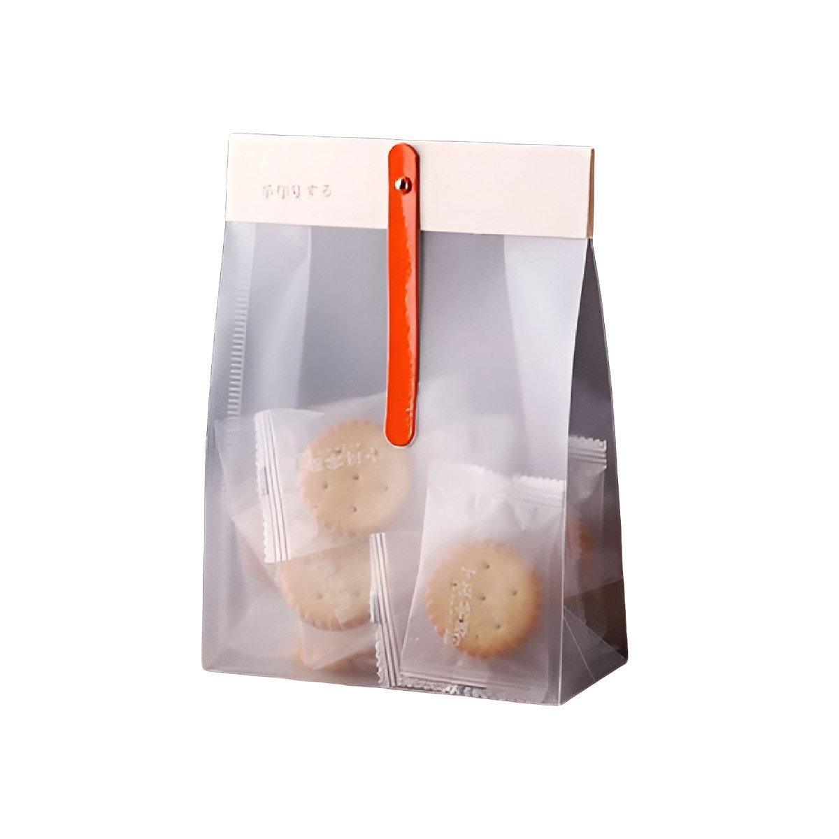 50pcs Transparent Snack Bags Biscuit Candy Bags Resealable Food Packaging - Orange