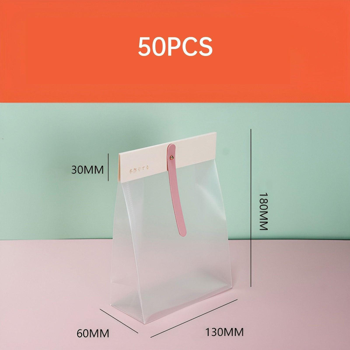 50pcs Transparent Snack Bags Biscuit Candy Bags Resealable Food Packaging - Red