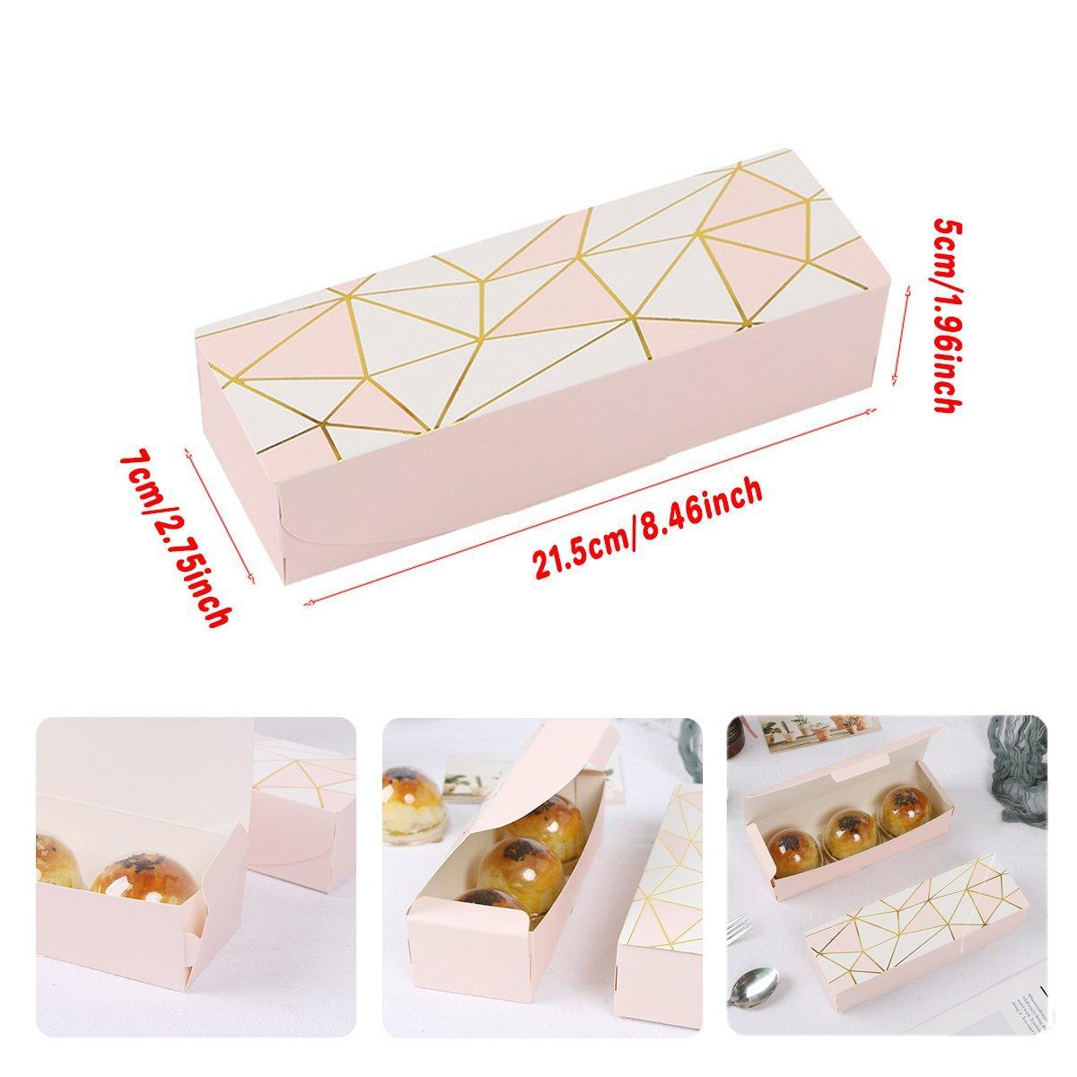 25pcs Long Strip Clamshell Packaging Box 3-Compartment Dessert Storage Box - Marble