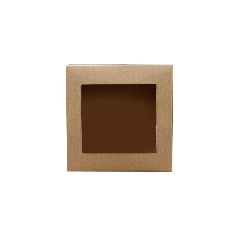 10 Pack Kraft Paper Boxes with Window Disposable Cardboard Gift Catering Trays - 20X15X5CM