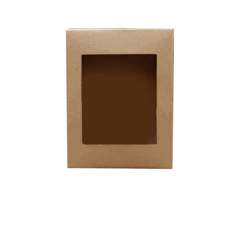 10 Pack Kraft Paper Boxes with Window Disposable Cardboard Gift Catering Trays - 20X15X5CM