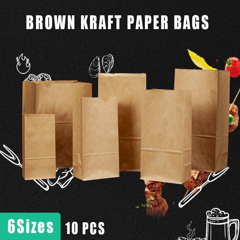 Brown Kraft Paper Bags Take Away Food Lolly Grocery Buffet Craft Gift Market Bag - 9 X 5.5 X 17CM