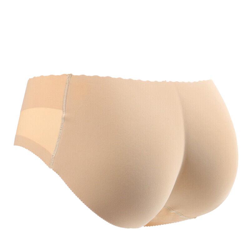 Beige Seamless Padded Butt Lifter Briefs Hip Enhancer Underwear for Women - L ( Hipline:90-92cm )