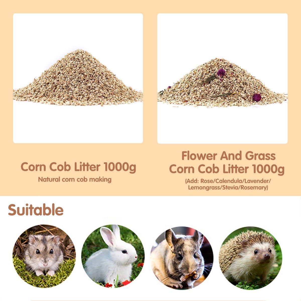 Plants Corncob Bedding Nest Pad for Hamster Rabbit Hedgehog Small Pet Supplies - Flower And Grass Corn Cob Litter