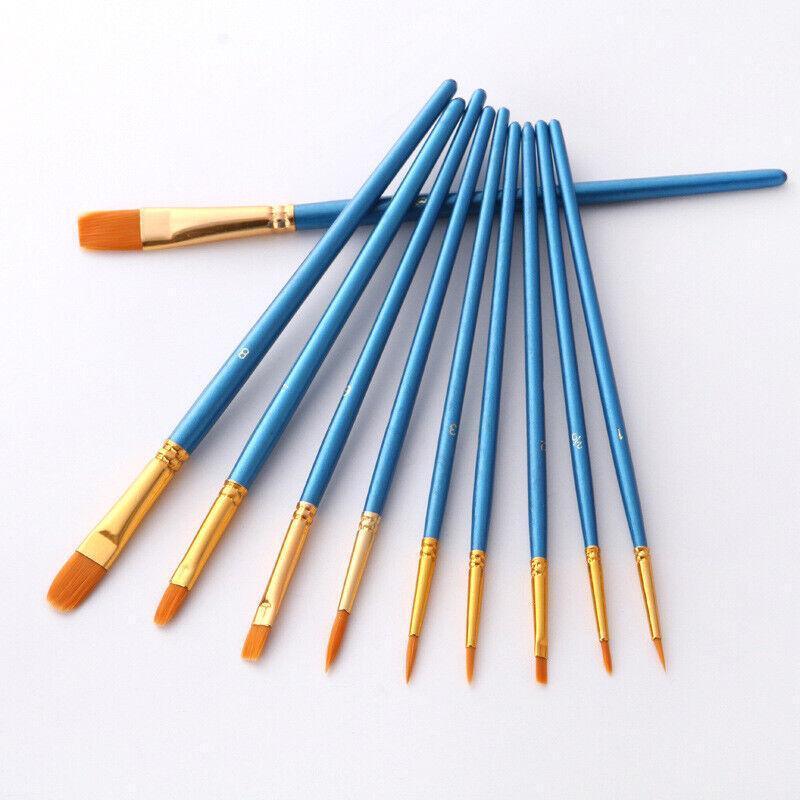 10pcs Artist Paint Brush Set Acrylic Oil Watercolour Gouache Painting Supplies - Purple