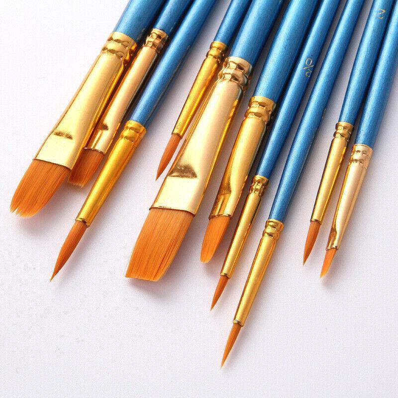 10pcs Artist Paint Brush Set Acrylic Oil Watercolour Gouache Painting Supplies - Purple