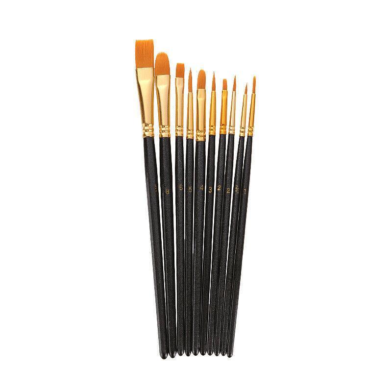 10pcs Artist Paint Brush Set Acrylic Oil Watercolour Gouache Painting Supplies - Purple