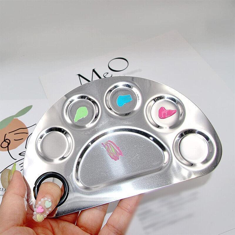 Stainless Steel Cosmetic Face Makeup Palette Spatula Foundation Mixing Tool - Semicircle