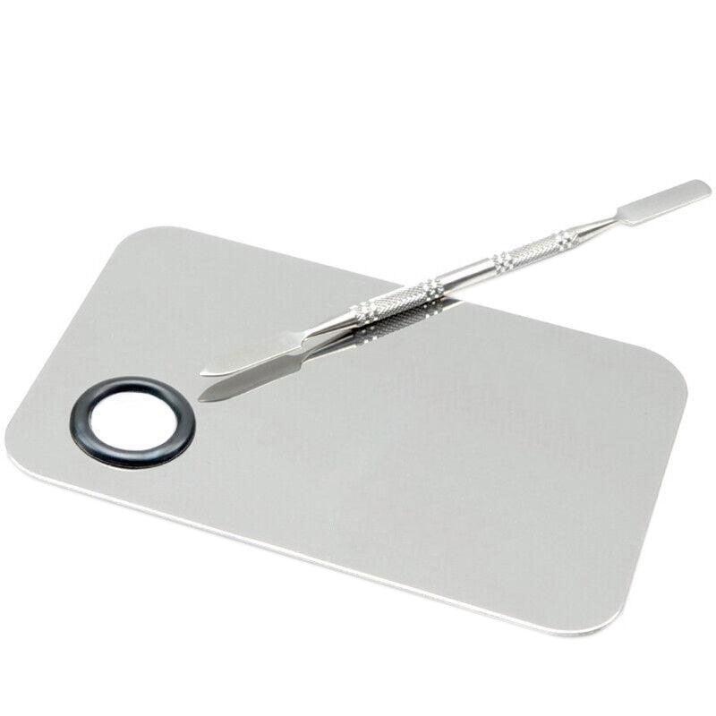 Stainless Steel Cosmetic Face Makeup Palette Spatula Foundation Mixing Tool - Semicircle