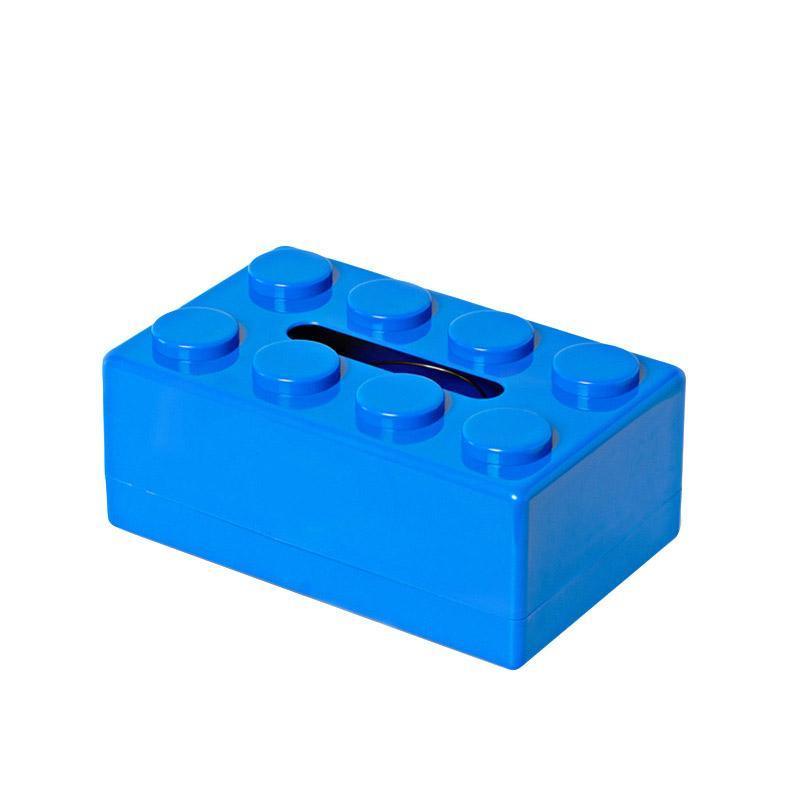 Tissue Box Cover Creative Building Block Cute Napkin Dispenser Holder Home Decor - Blue