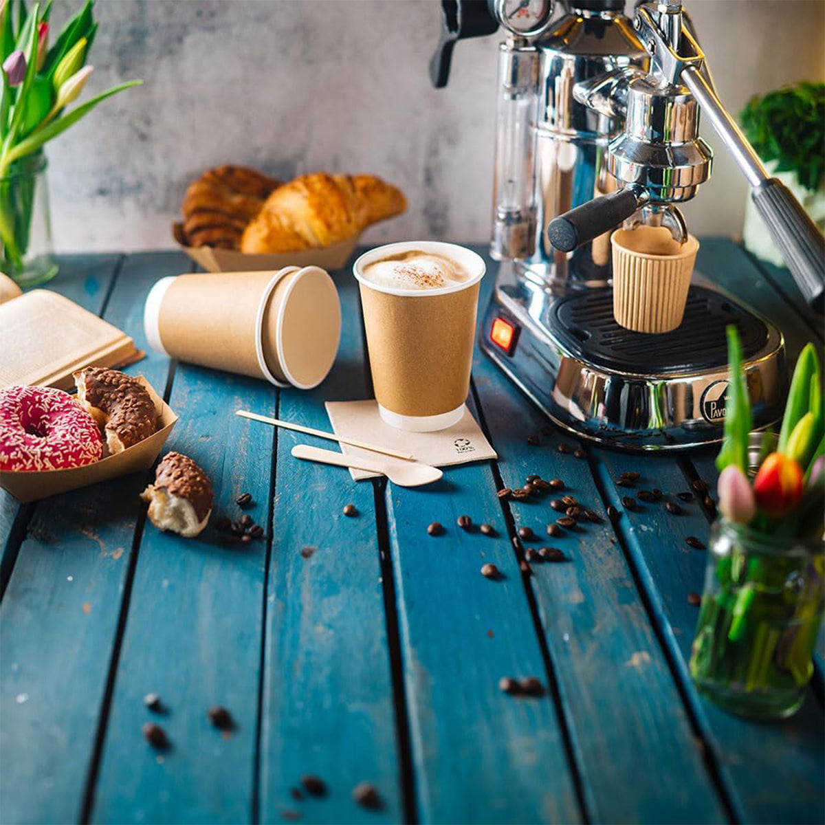 50pcs Disposable Coffee Paper Cups Hot Drink Cups 8/12/16oz for Beverage Use - 8 oz