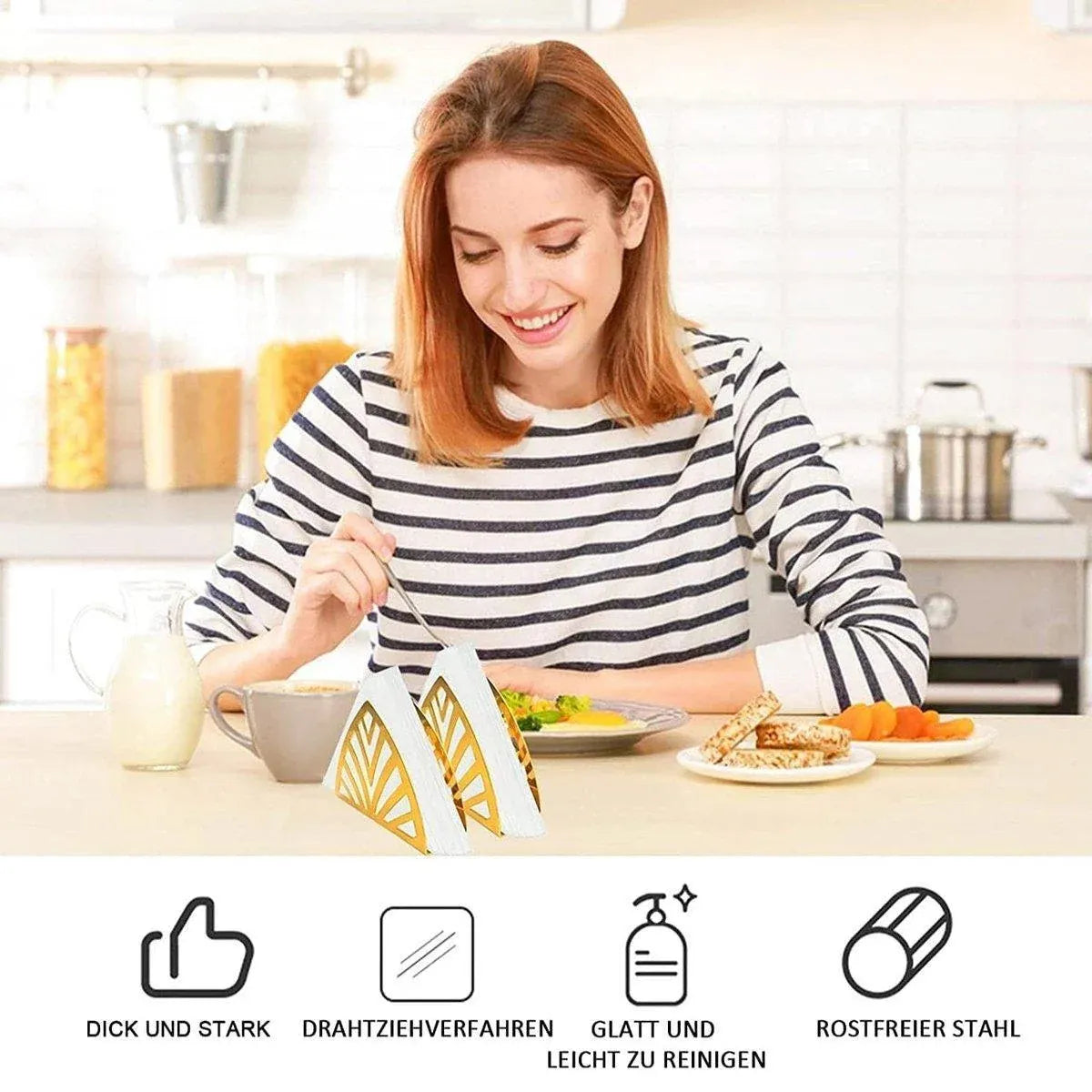 2 Nordic Hollow Napkin Holder Stainless Steel Tissue Dispenser Organiser Kitchen