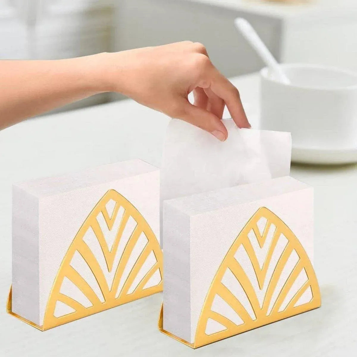2 Nordic Hollow Napkin Holder Stainless Steel Tissue Dispenser Organiser Kitchen