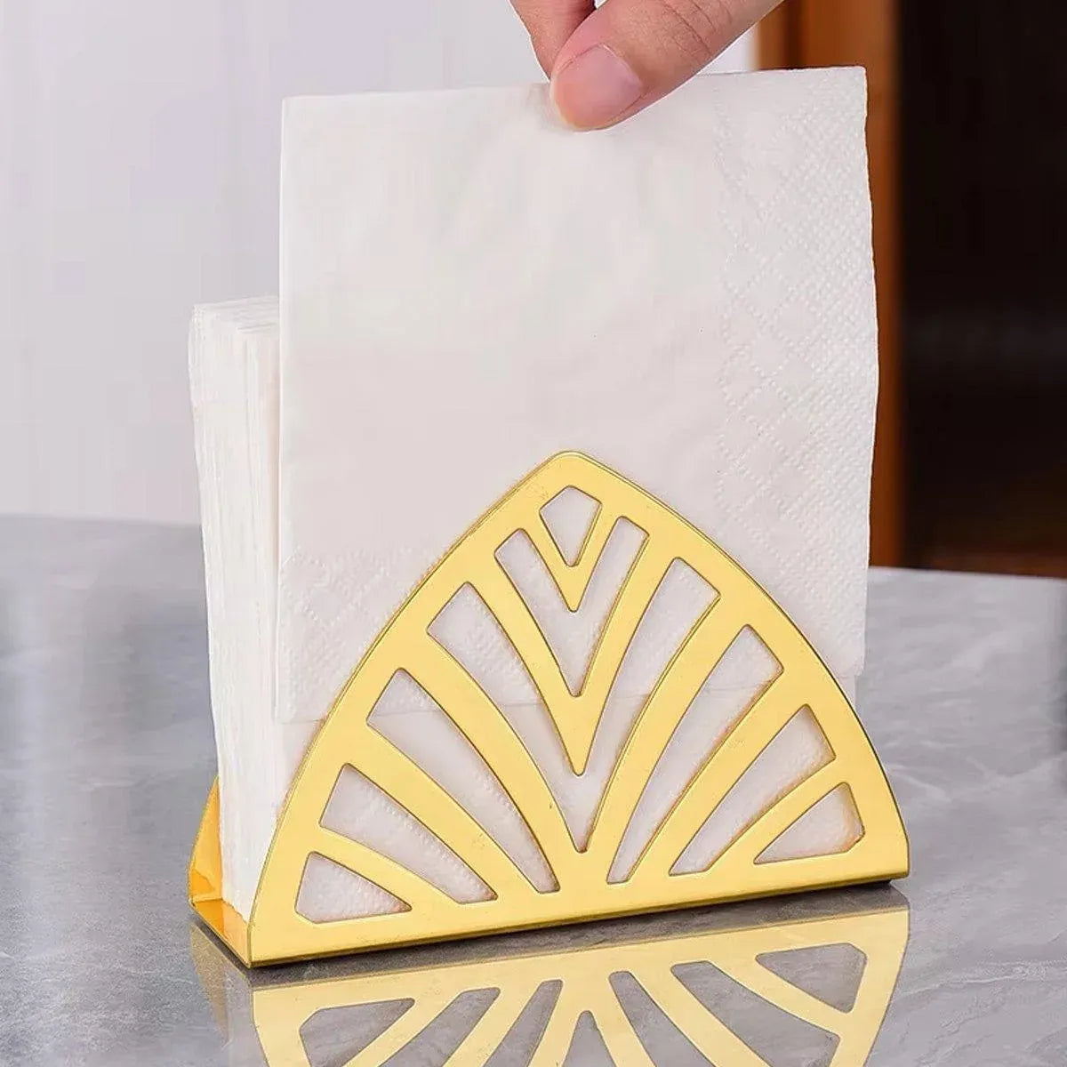 2 Nordic Hollow Napkin Holder Stainless Steel Tissue Dispenser Organiser Kitchen