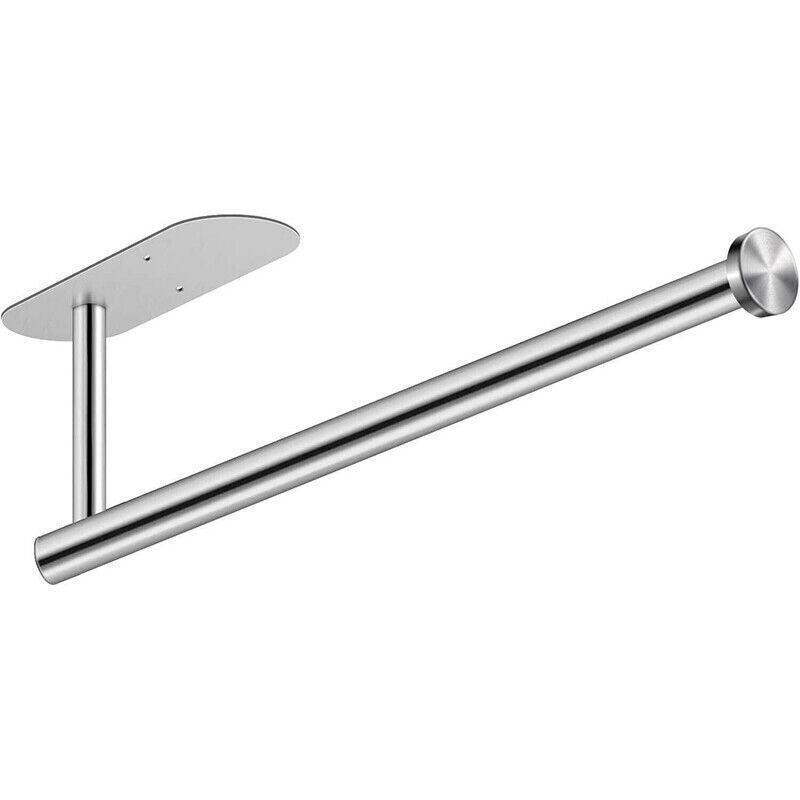 Kitchen Hanger Paper Roll Cabinet Towel Holder Organizer Rack Shelf Wall Adhesive - Silver